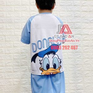 [Có Sẵn] Bộ đồ trẻ em Bảo An Kids hình in Vịt Donald màu xanh - Bộ quần áo mặc nhà bé gái, bé trai Cá Sấu Bamboo