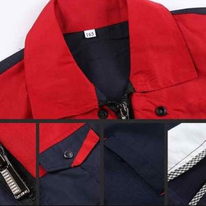 Bộ đồng phục bảo hộ cao cấp tay dài mẫu CK02 - Bộ quần áo bảo hộ cho kỹ sư, kỹ thuật viên, thợ sửa chữa gara ô tô màu xanh đen phối đỏ