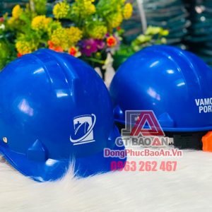 Xưởng đặt làm nón bảo hộ lao động in logo theo yêu cầu TPHCM - Mẫu nón bảo hộ xanh dương VAMCO PORT